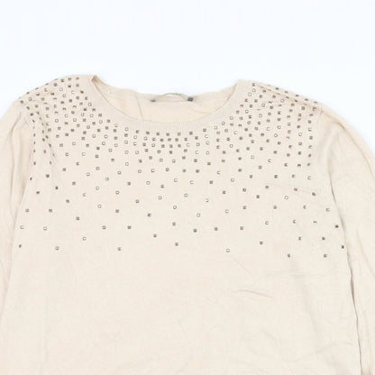 Womens UK Size L Oasis Beige Pullover Jumper