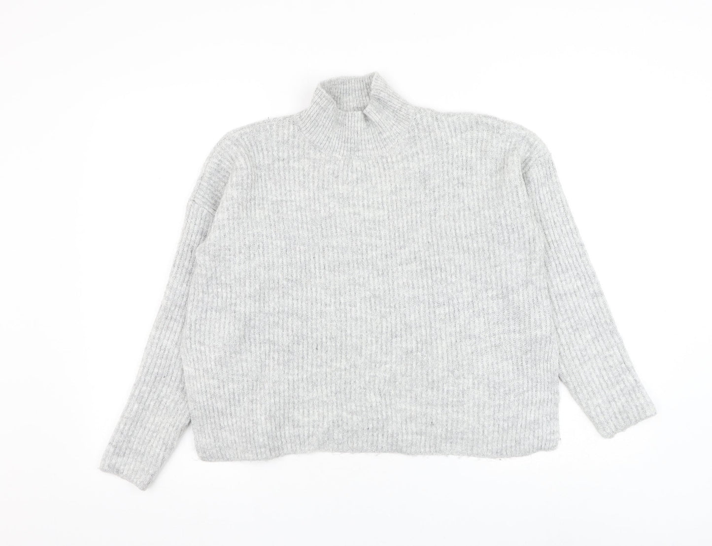 Primark Womens Grey Mock Neck Acrylic Pullover Jumper Size 10