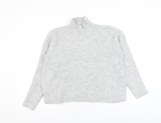 Primark Womens Grey Mock Neck Acrylic Pullover Jumper Size 10