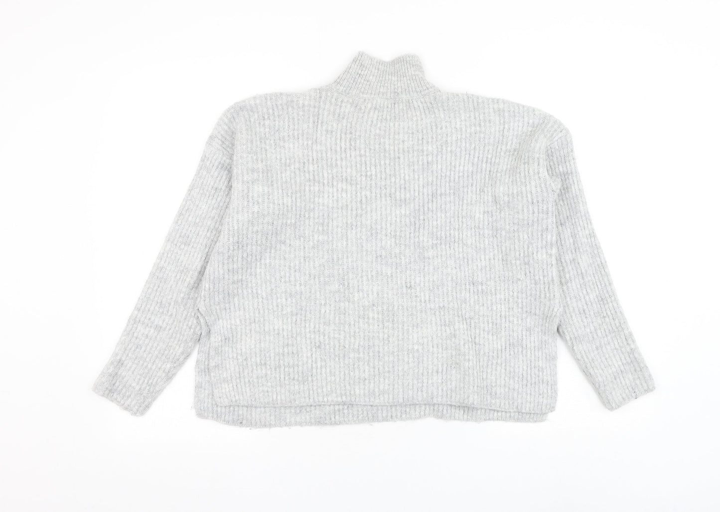Primark Womens Grey Mock Neck Acrylic Pullover Jumper Size 10