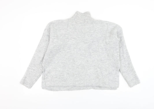 Primark Womens Grey Mock Neck Acrylic Pullover Jumper Size 10