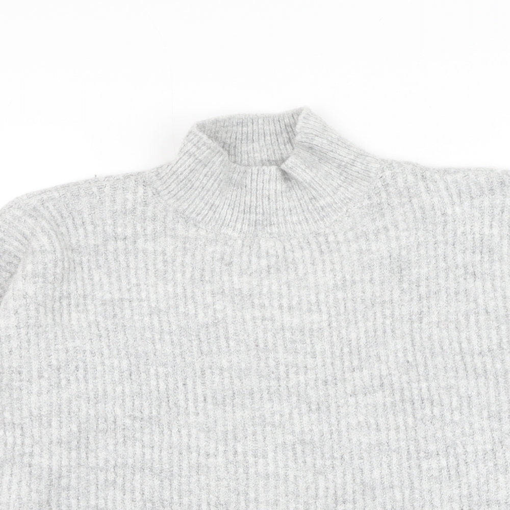 Primark Womens Grey Mock Neck Acrylic Pullover Jumper Size 10
