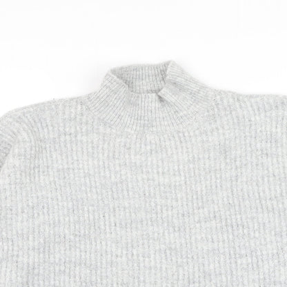 Primark Womens Grey Mock Neck Acrylic Pullover Jumper Size 10