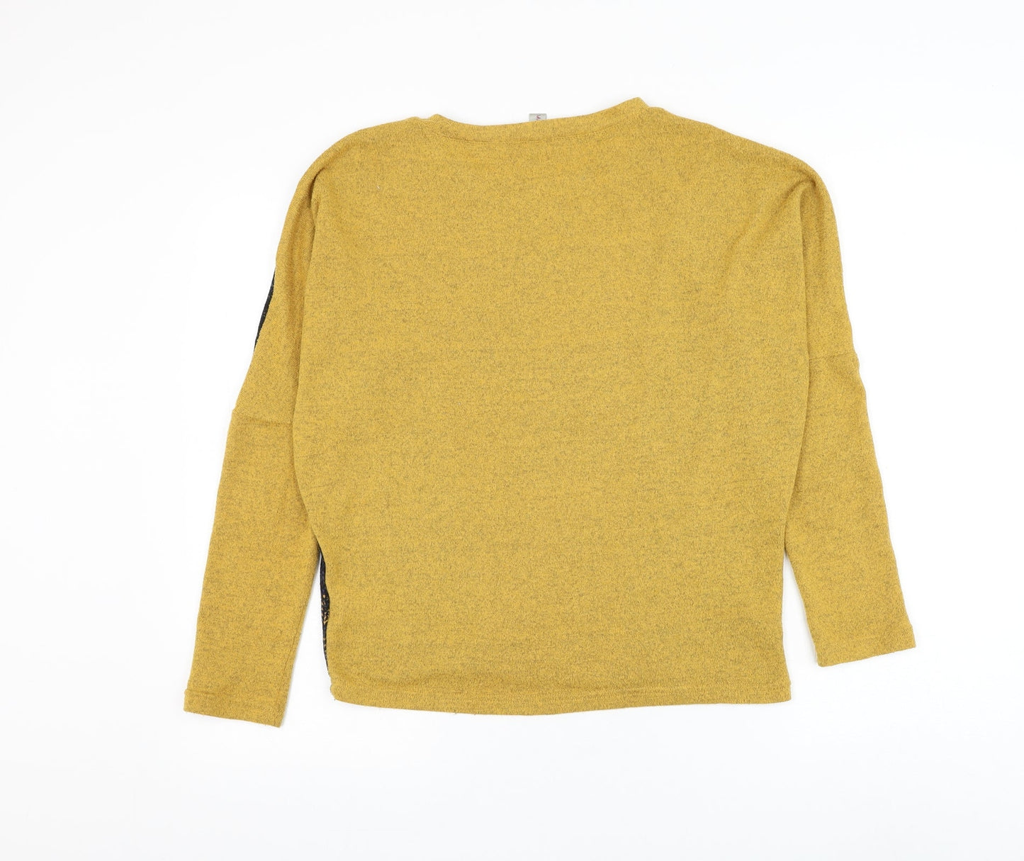 Mana Womens Yellow Round Neck Geometric Polyester Pullover Jumper Size S