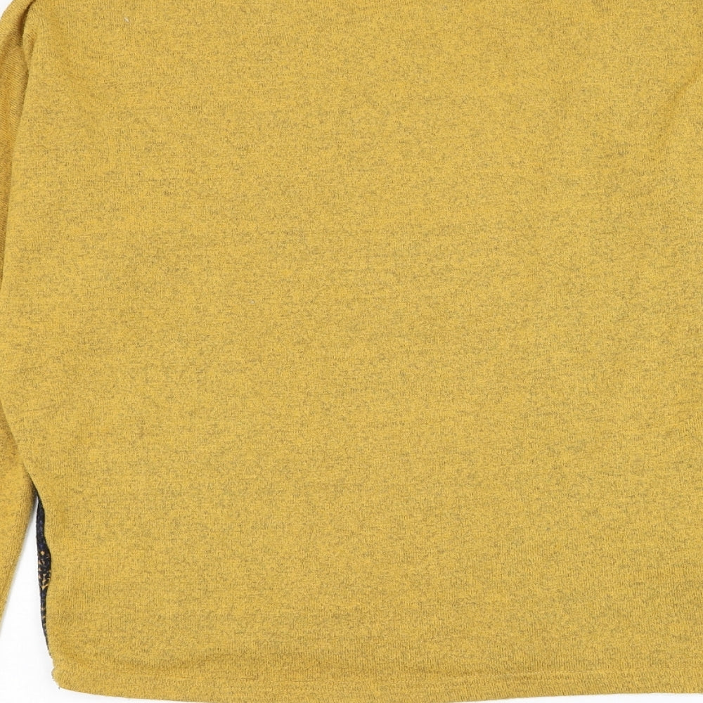 Mana Womens Yellow Round Neck Geometric Polyester Pullover Jumper Size S