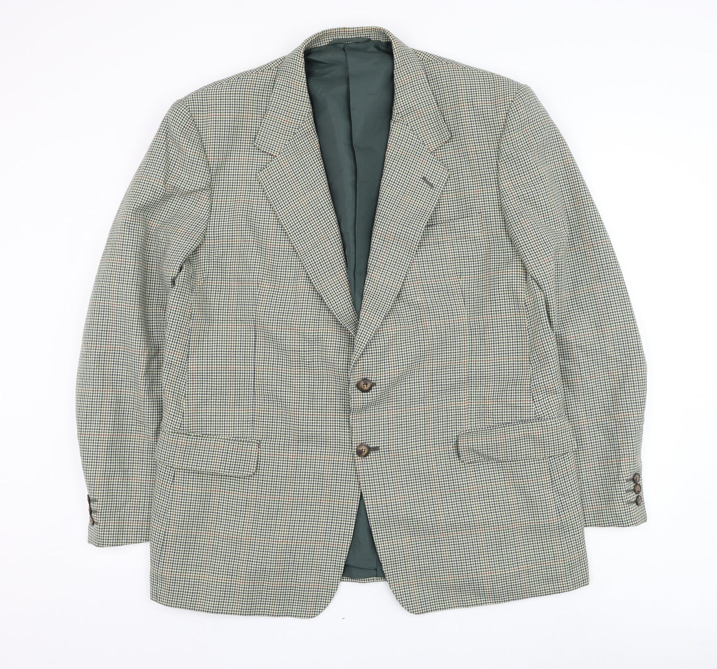 Enrico Gorlani Mens Green Houndstooth Polyester Jacket Suit Jacket Size 44