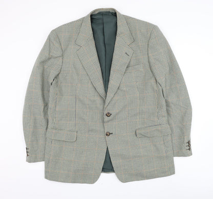 Enrico Gorlani Mens Green Houndstooth Polyester Jacket Suit Jacket Size 44