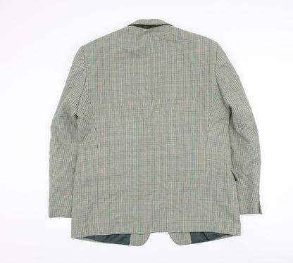 Enrico Gorlani Mens Green Houndstooth Polyester Jacket Suit Jacket Size 44