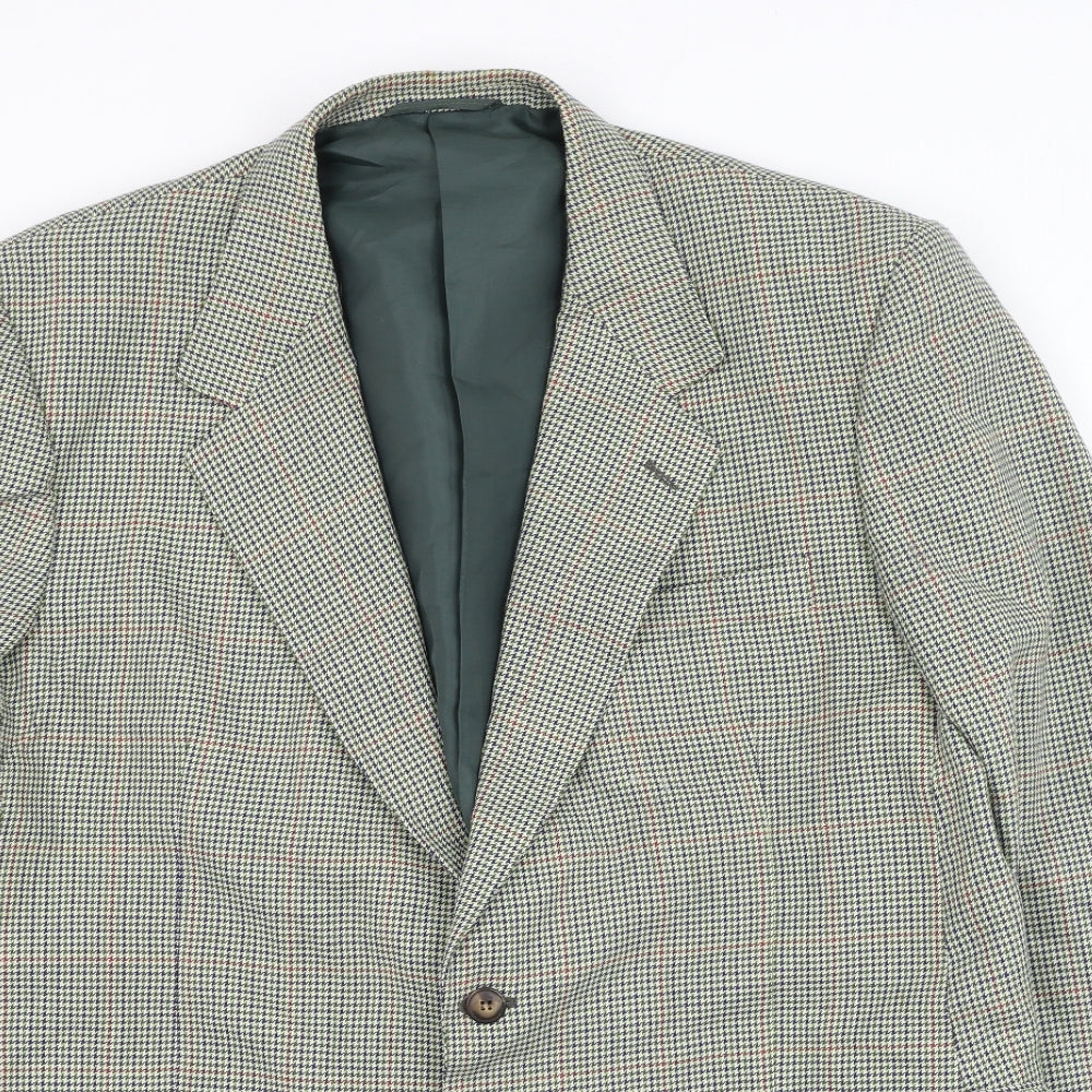 Enrico Gorlani Mens Green Houndstooth Polyester Jacket Suit Jacket Size 44
