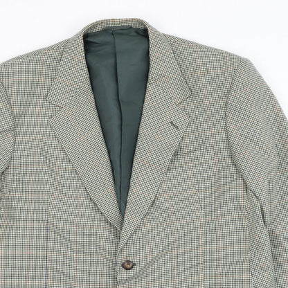 Enrico Gorlani Mens Green Houndstooth Polyester Jacket Suit Jacket Size 44