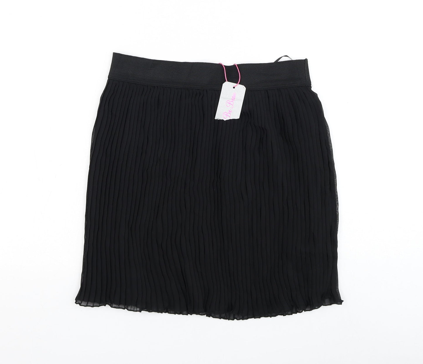 Be Beau Womens Black Polyester Pleated Skirt Size 10