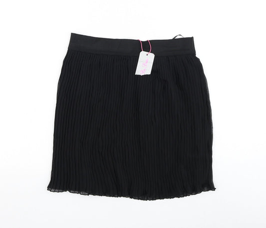 Be Beau Womens Black Polyester Pleated Skirt Size 10