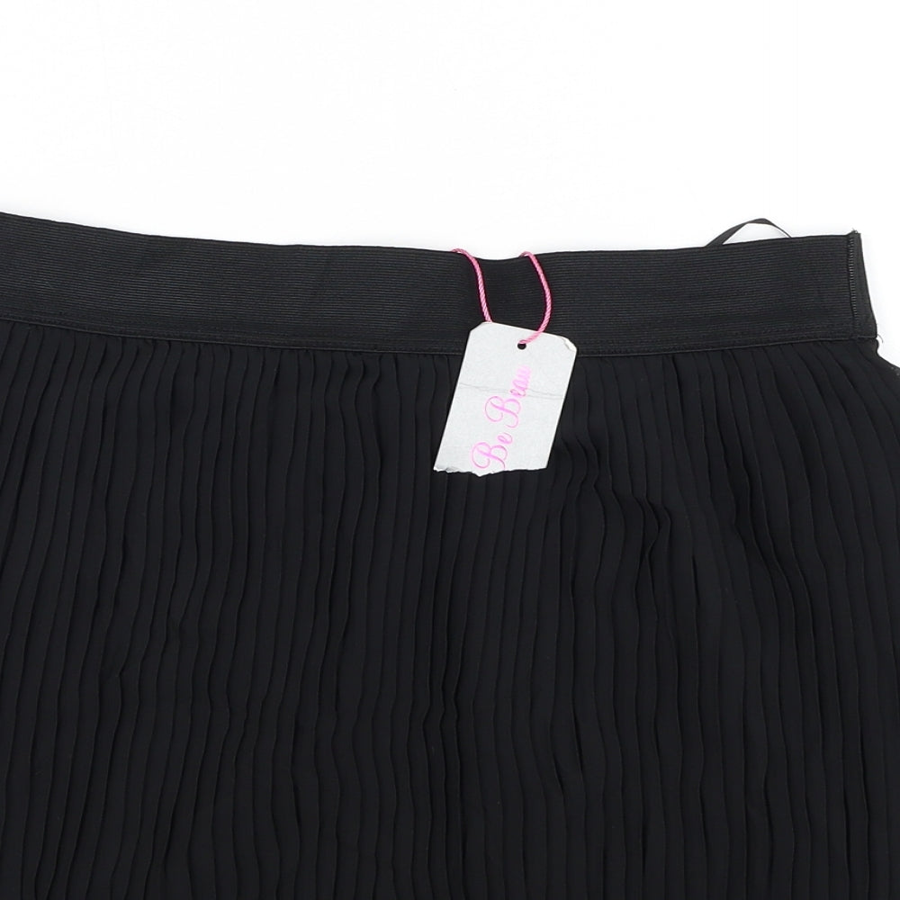 Be Beau Womens Black Polyester Pleated Skirt Size 10