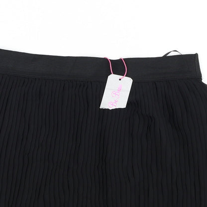 Be Beau Womens Black Polyester Pleated Skirt Size 10