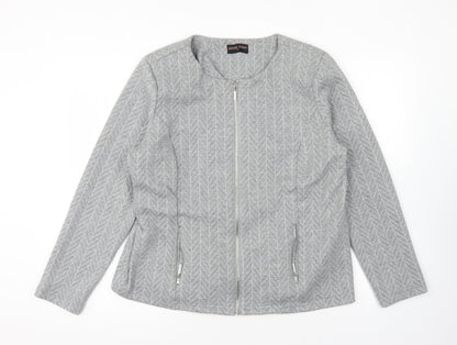 Anna Rose Womens Grey Geometric Jacket Size 16 Zip