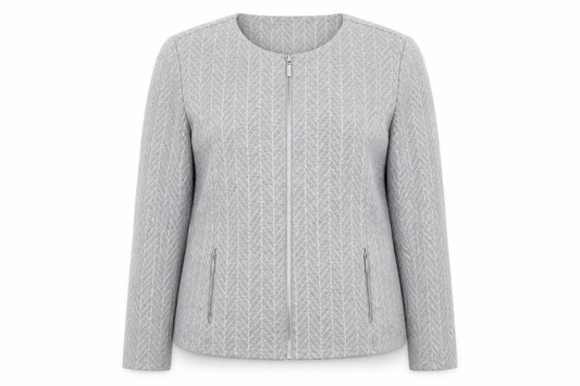 Anna Rose Womens Grey Geometric Jacket Size 16 Zip