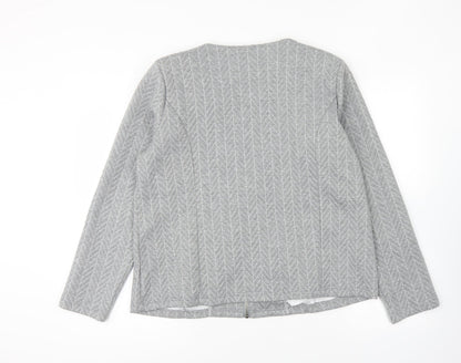Anna Rose Womens Grey Geometric Jacket Size 16 Zip
