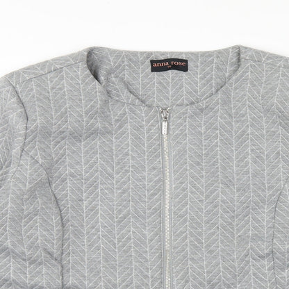 Anna Rose Womens Grey Geometric Jacket Size 16 Zip