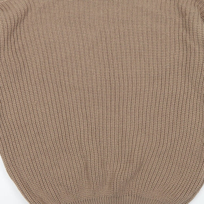 Boohoo Womens Brown Boat Neck Acrylic Pullover Jumper Size M