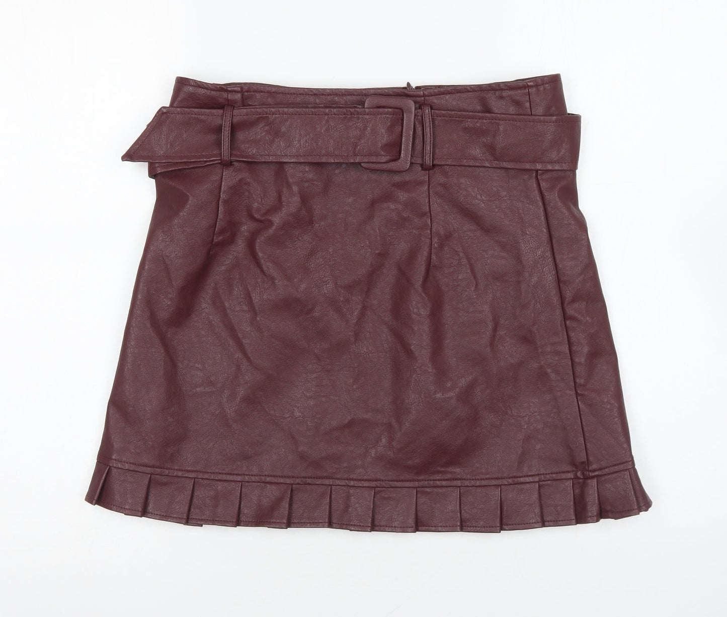 Boohoo Womens Purple Polyurethane Mini Skirt Size 12 Zip