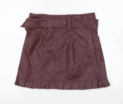 Boohoo Womens Purple Polyurethane Mini Skirt Size 12 Zip