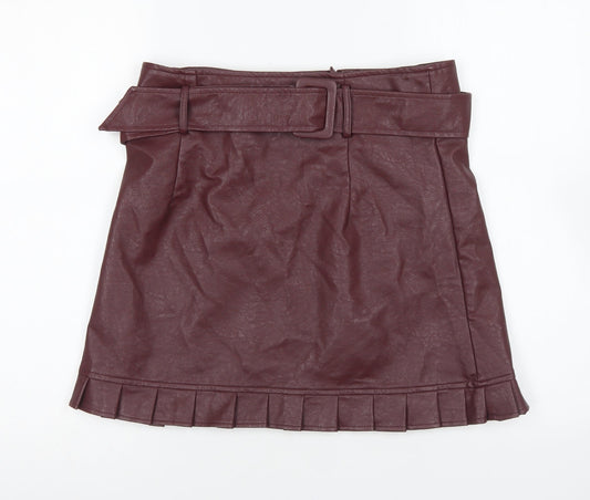 Boohoo Womens Purple Polyurethane Mini Skirt Size 12 Zip