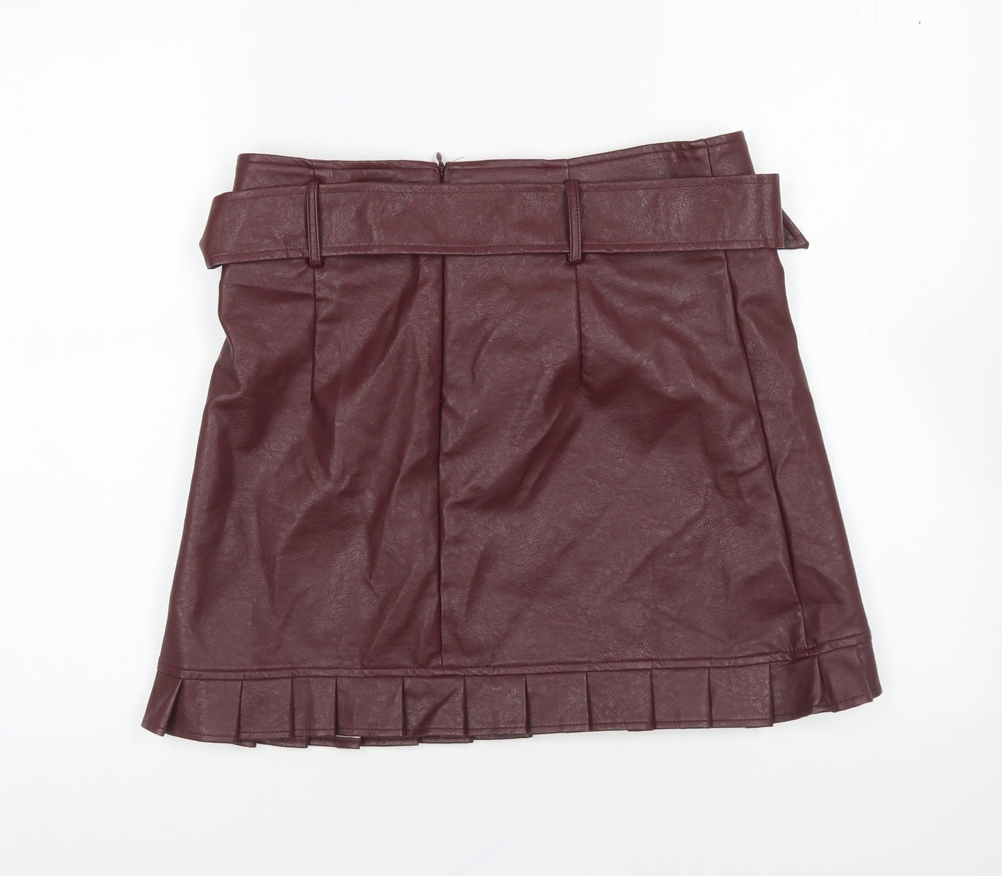 Boohoo Womens Purple Polyurethane Mini Skirt Size 12 Zip