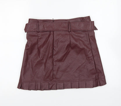 Boohoo Womens Purple Polyurethane Mini Skirt Size 12 Zip