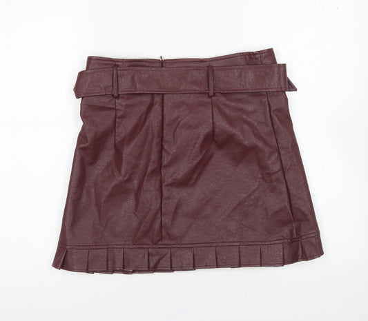 Boohoo Womens Purple Polyurethane Mini Skirt Size 12 Zip