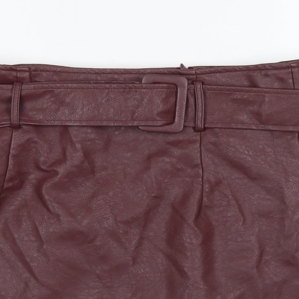 Boohoo Womens Purple Polyurethane Mini Skirt Size 12 Zip