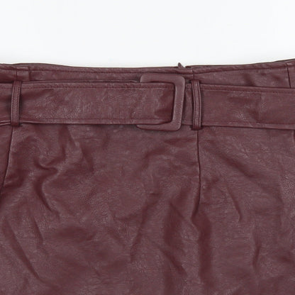 Boohoo Womens Purple Polyurethane Mini Skirt Size 12 Zip