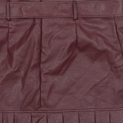 Boohoo Womens Purple Polyurethane Mini Skirt Size 12 Zip