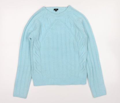 Izi Womens Blue Round Neck Acrylic Pullover Jumper Size S