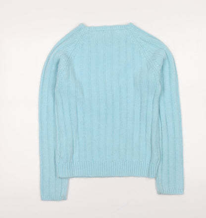 Izi Womens Blue Round Neck Acrylic Pullover Jumper Size S