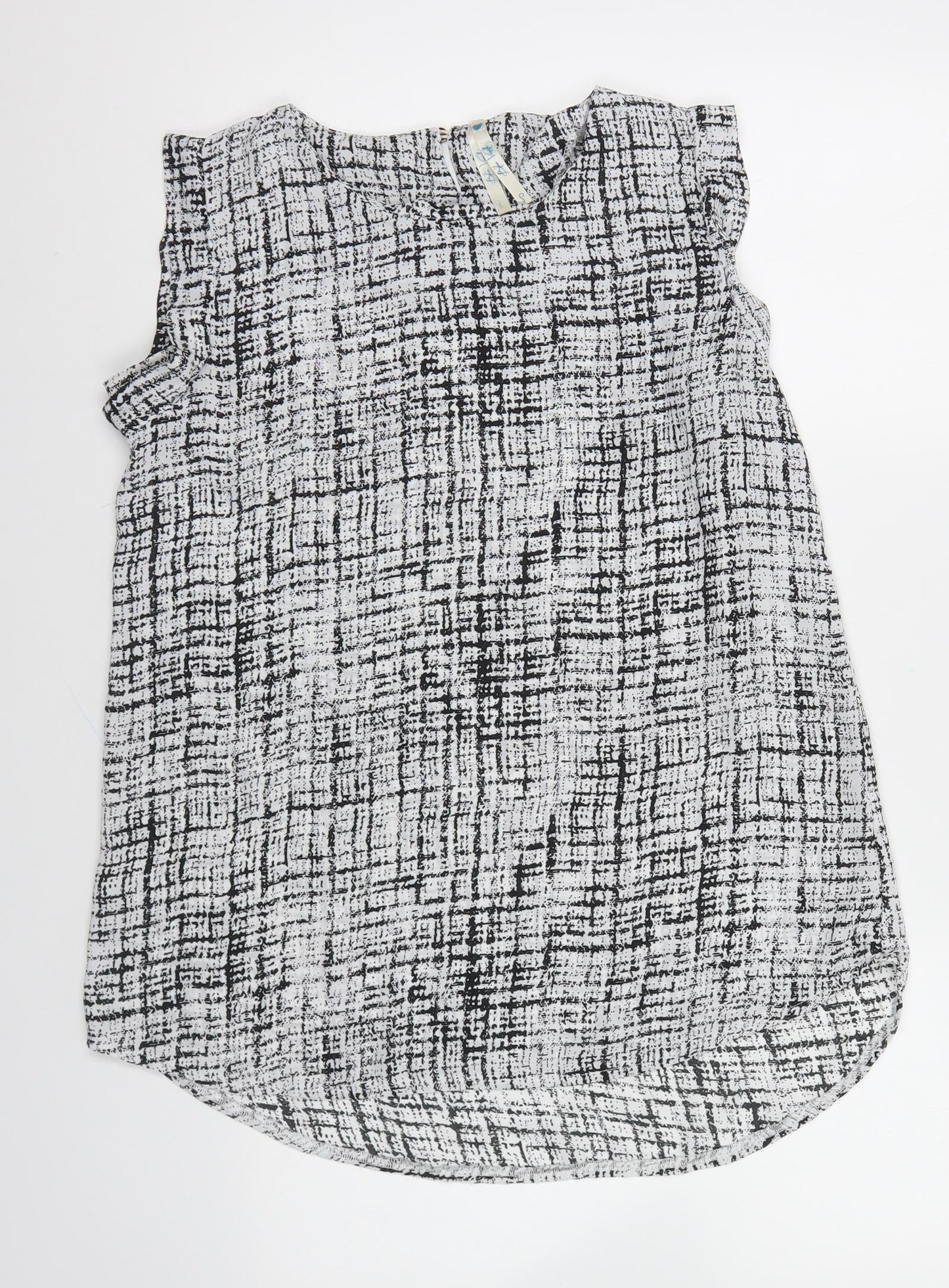 Womens UK Size S Blue Vanilla Black Basic Blouse