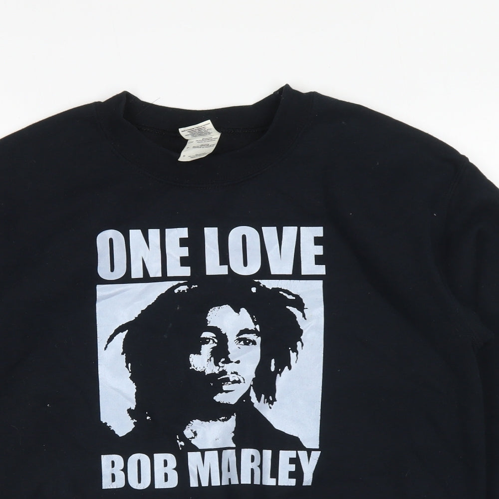 Gildan Womens Black Cotton Pullover Sweatshirt Size S Pullover - Bob Marley