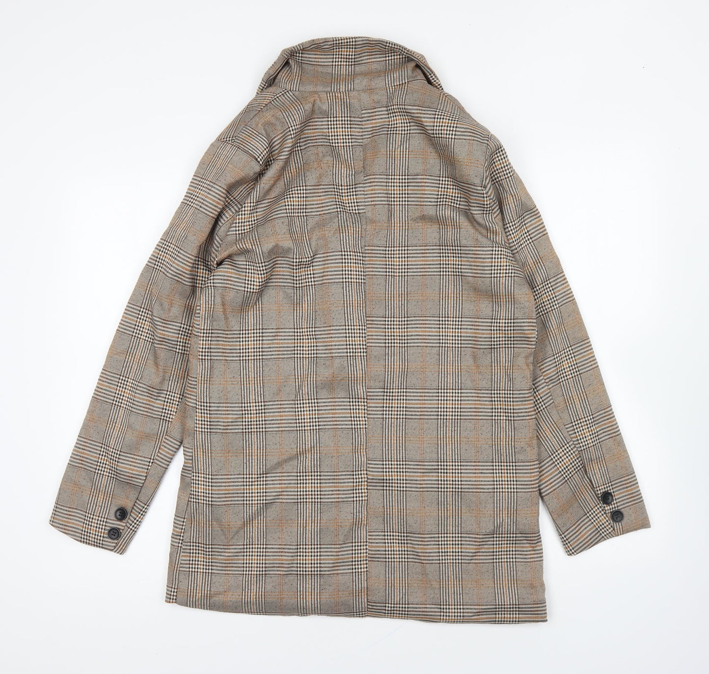 Y.Y Fashion Design Womens Brown Plaid Jacket Blazer Size L Button