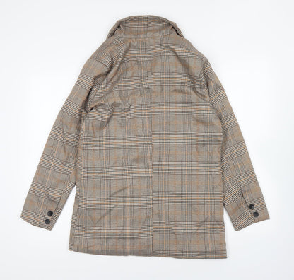 Y.Y Fashion Design Womens Brown Plaid Jacket Blazer Size L Button