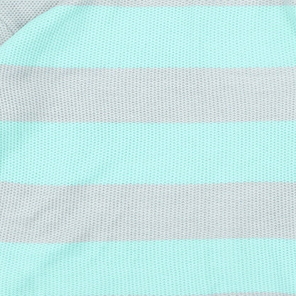 Love Knitwear Womens Blue Round Neck Striped Acrylic Pullover Jumper Size 14