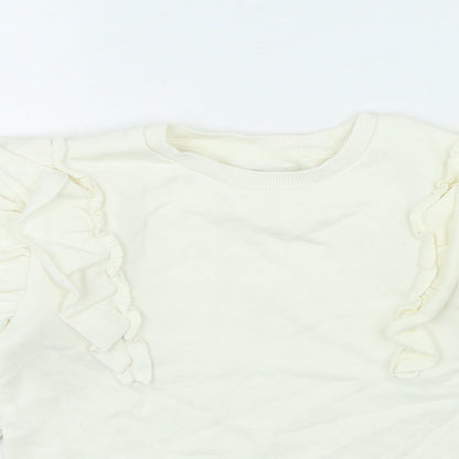 F&F Girls White Cotton Pullover Sweatshirt Size 8-9 Years - Frills