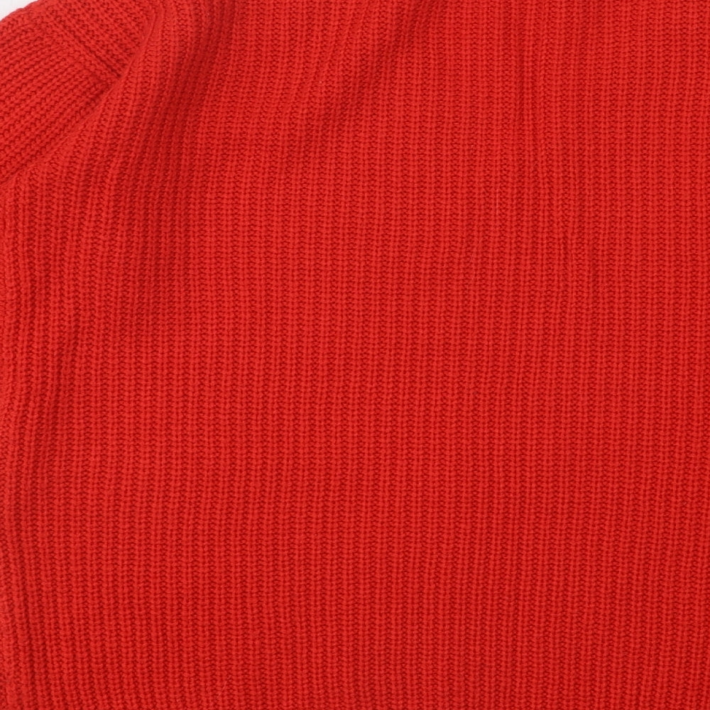 George Womens Red V-Neck Geometric Acrylic Pullover Jumper Size 10