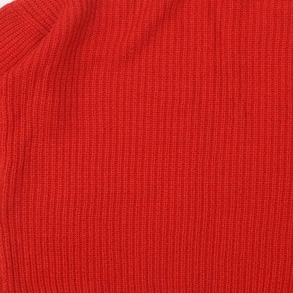 George Womens Red V-Neck Geometric Acrylic Pullover Jumper Size 10