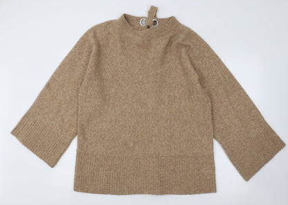 River Island Mens Beige Round Neck Acrylic Pullover Jumper Size S