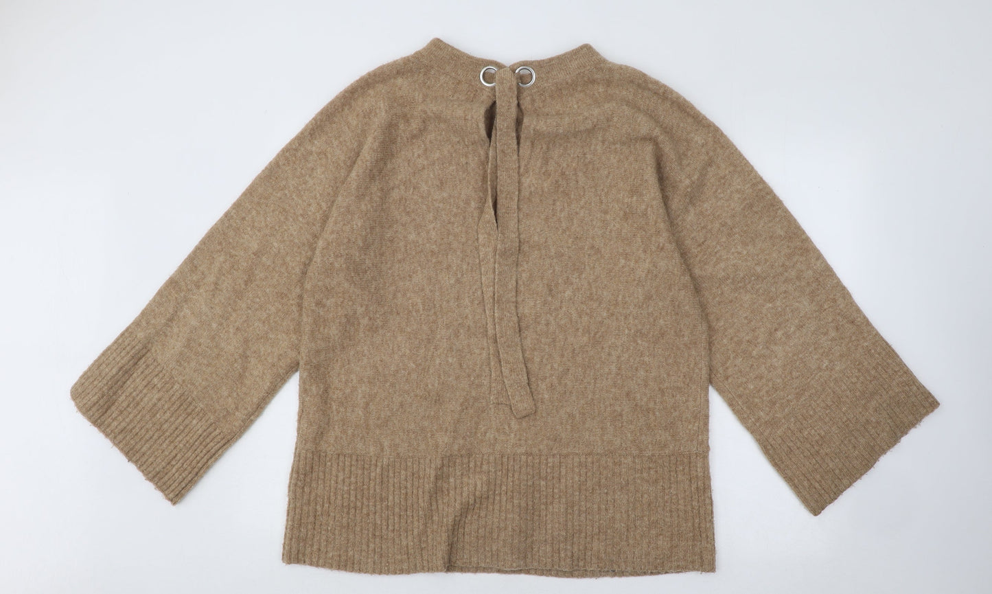 River Island Mens Beige Round Neck Acrylic Pullover Jumper Size S