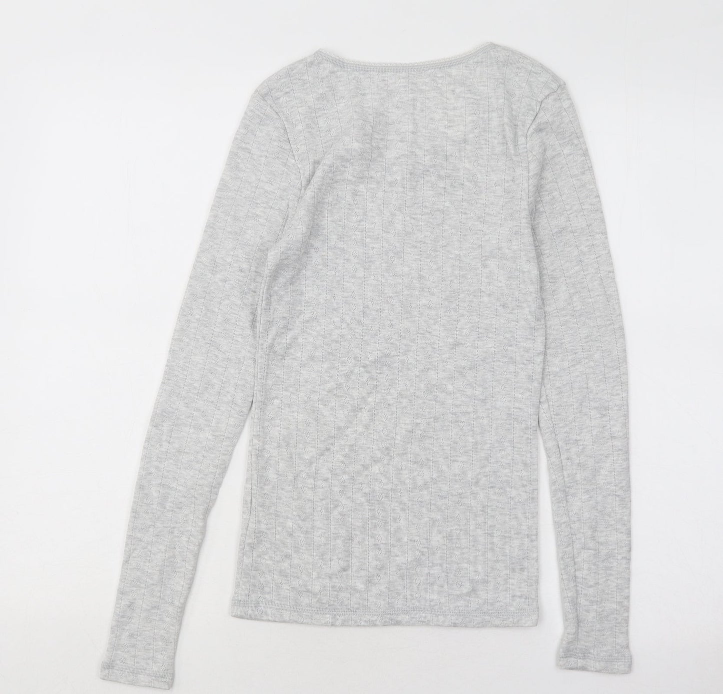 Marks and Spencer Womens Grey Scoop Neck Viscose Pullover Jumper Size 10