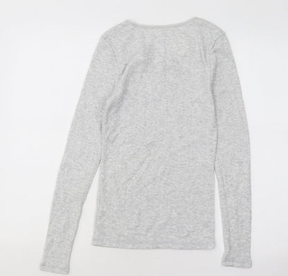 Marks and Spencer Womens Grey Scoop Neck Viscose Pullover Jumper Size 10
