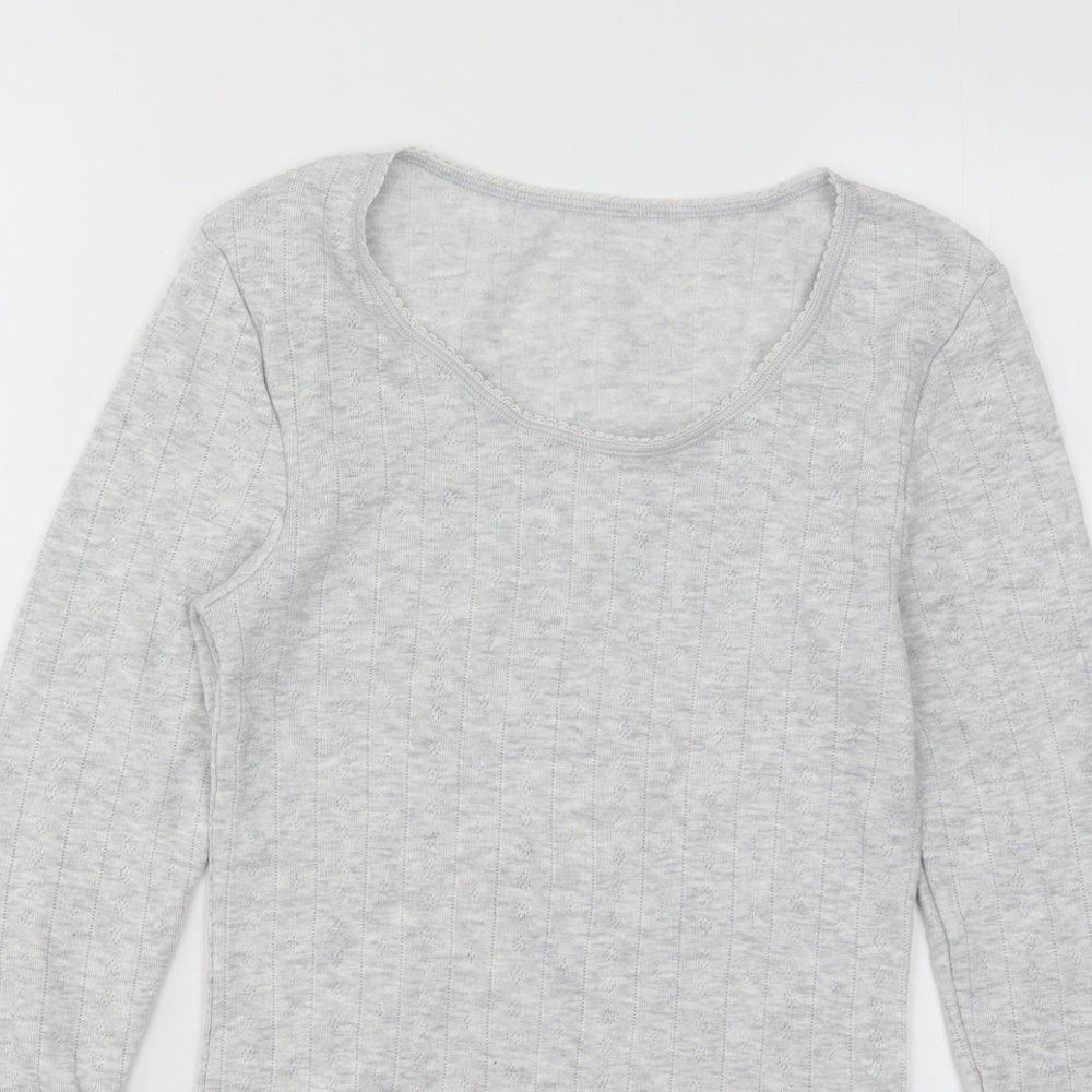 Marks and Spencer Womens Grey Scoop Neck Viscose Pullover Jumper Size 10