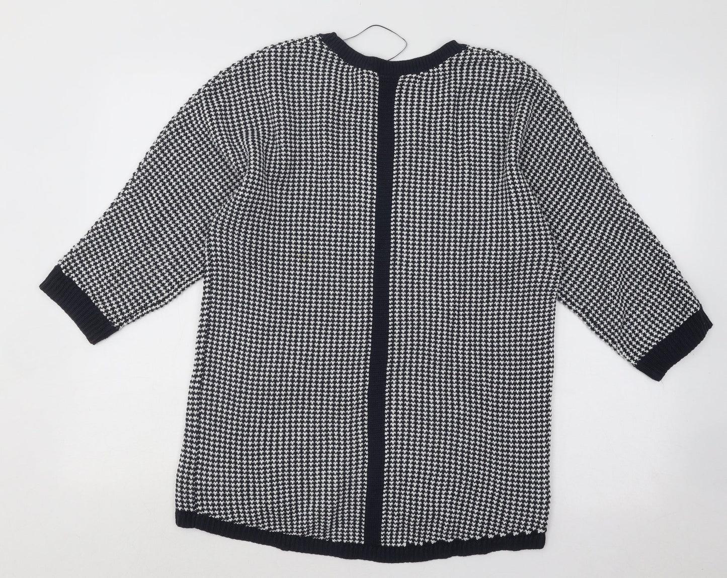 Max Studio Womens White Round Neck Geometric Cotton Pullover Jumper Size M