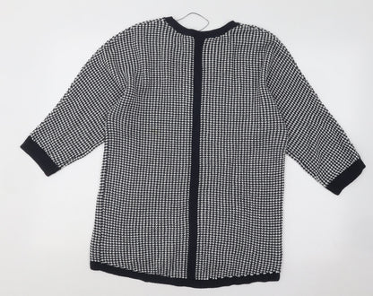 Max Studio Womens White Round Neck Geometric Cotton Pullover Jumper Size M