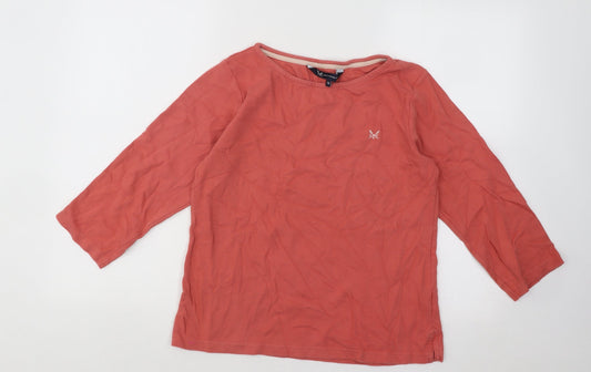 Crew Clothing Womens Orange Cotton Basic T-Shirt Size 12 Boat Neck